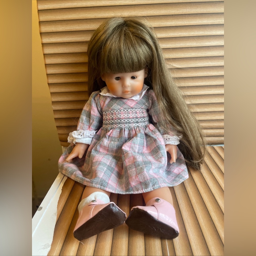 Classic Girls' Plaid Doll in Pink and Gray